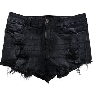 Studio Blue Black Jean Shorts with Distressed Details Size 29